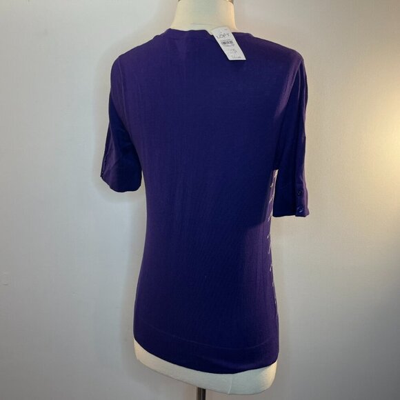 ANN TAYLOR LOFT Women's Purple Sequin Striped Cardigan Sweater - Size XS - NWT - Picture 3 of 3